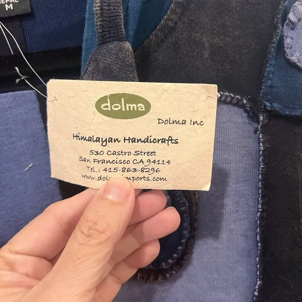 Cotton Jacket Stonewash Hippie Boho  Emo Funky Patchwork Pixie Zip Hoodie Sz M - Picture 3 of 6